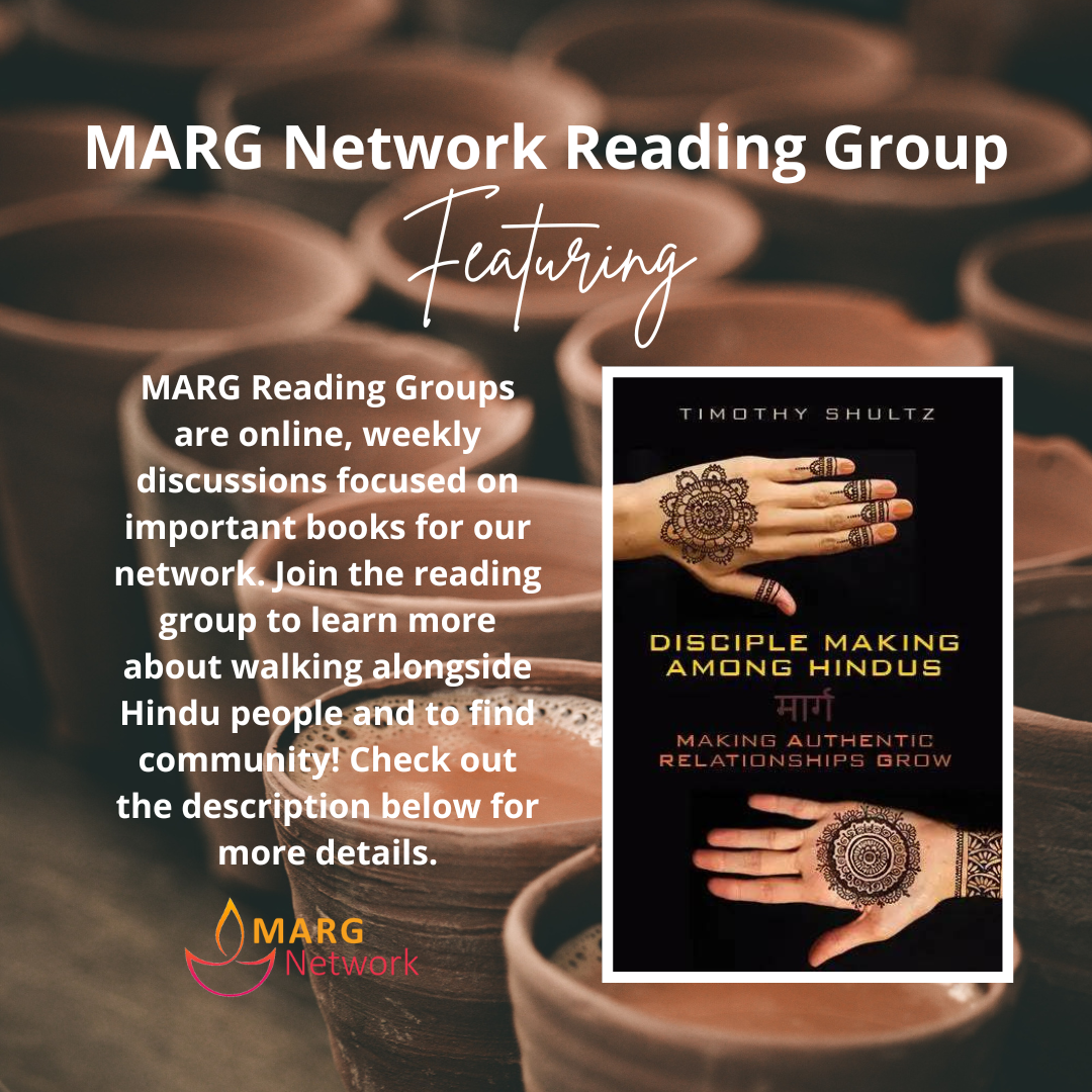 Icon for MARG Reading Group advertising a discussion on "Disciple Making Among Hindus"