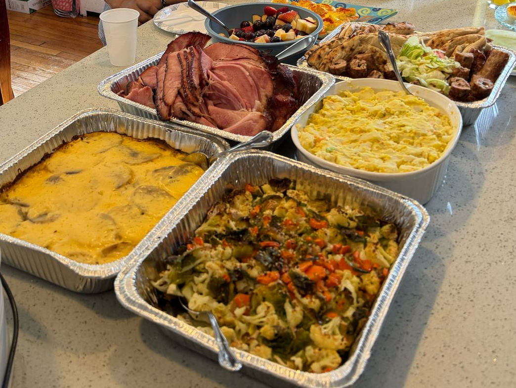 A full table full of both traditional Easter foods and Bengali favorites.